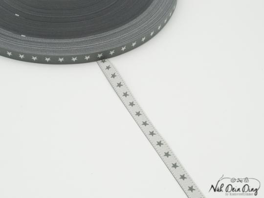 Webband schmales Sternchenband, grau/weiß 